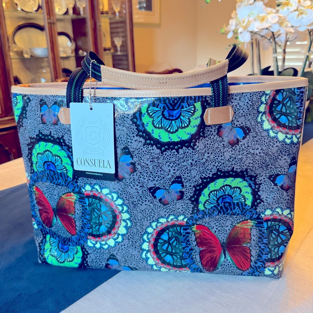 Consuela Big Jessi Tote. Colorful Butterfly Tote Bag